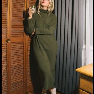 Jackson Rowe Olive Green Turtleneck Sweater Dress